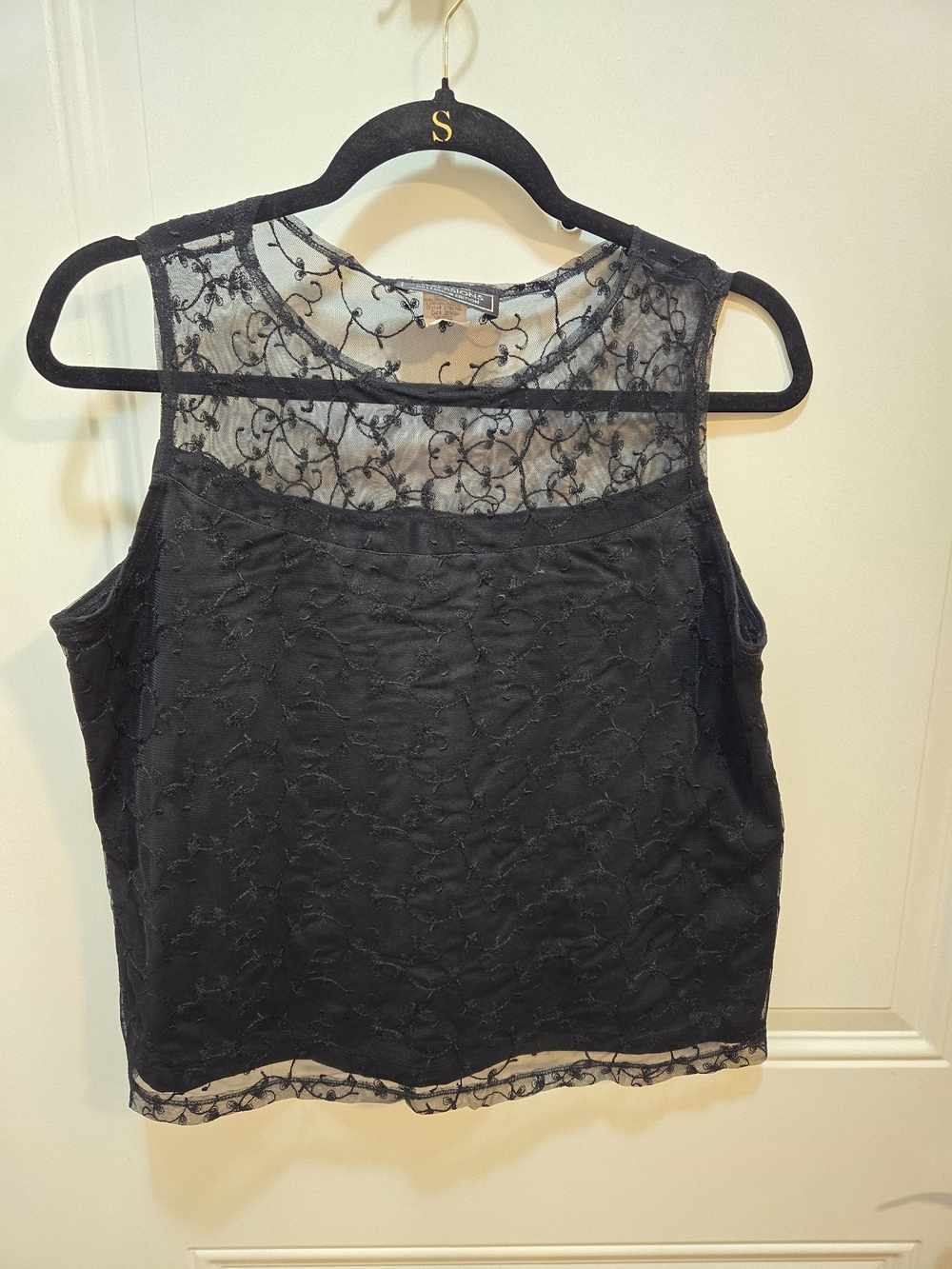 Impressions Black Lace Overlay Sleeveless Camisole